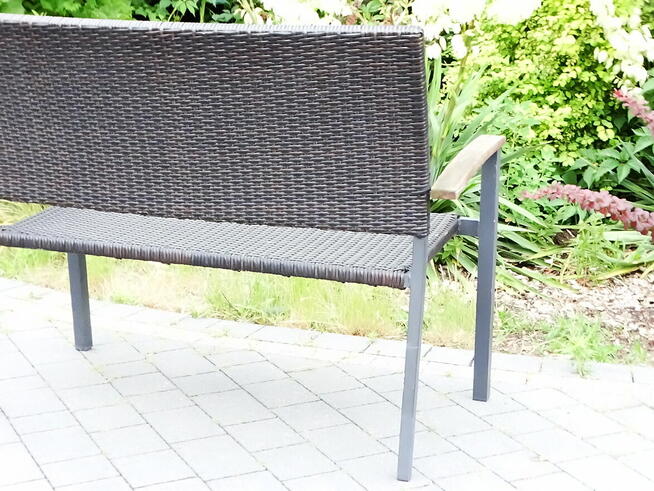 Ławka ogrodowa z technorattanu z oparciem lekka 109×54 cm st