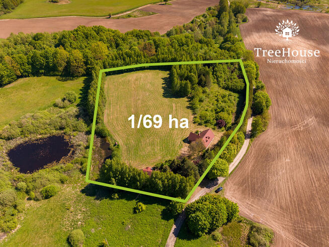 Działka z domem i lasem – 1,69 ha, Polejki