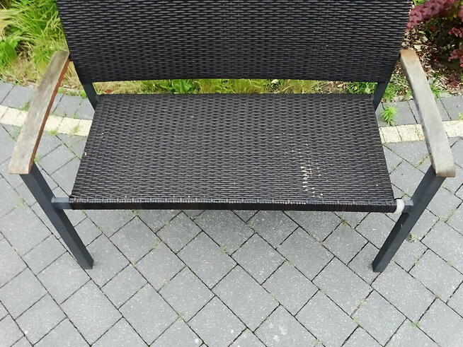 Ławka ogrodowa z technorattanu z oparciem lekka 109×54 cm st