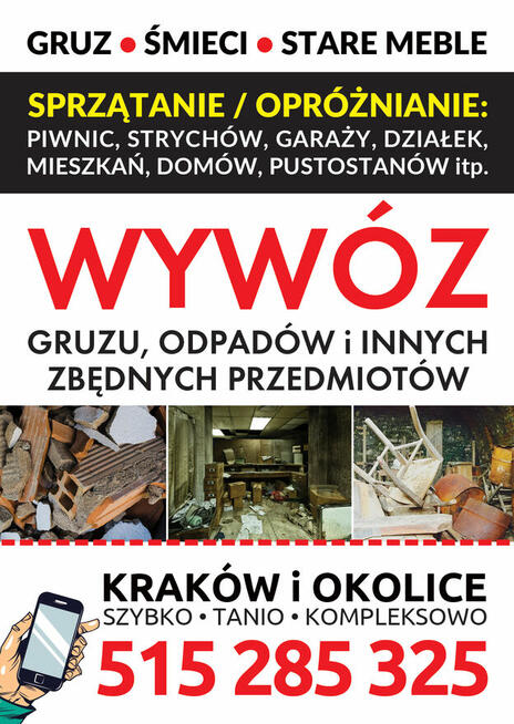 Wywóz gruzu, śmieci, złomu, sprzątanie piwnic, utylizacja