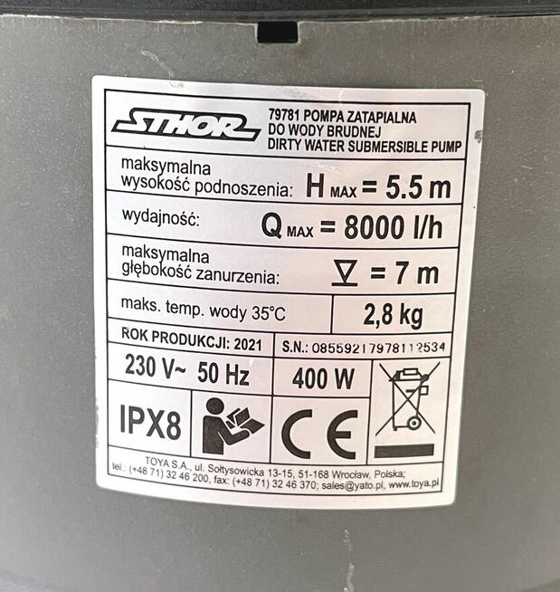 Pompa zanurzeniowa do brudnej wody 400W STHOR
