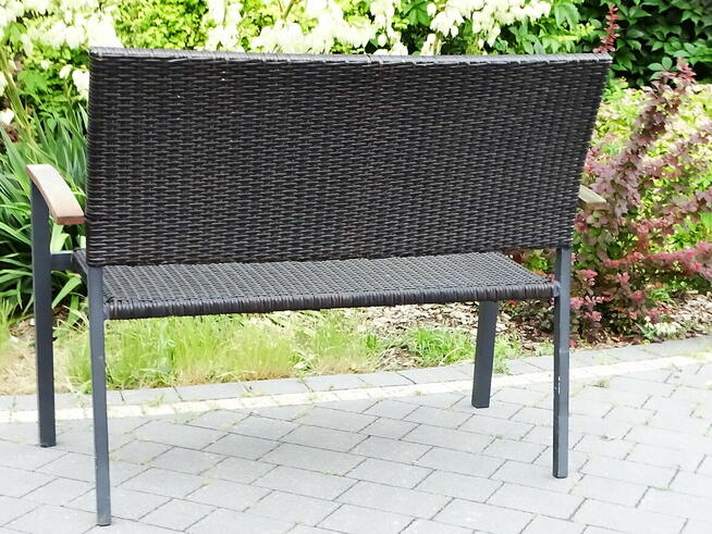 Ławka ogrodowa z technorattanu z oparciem lekka 109×54 cm st