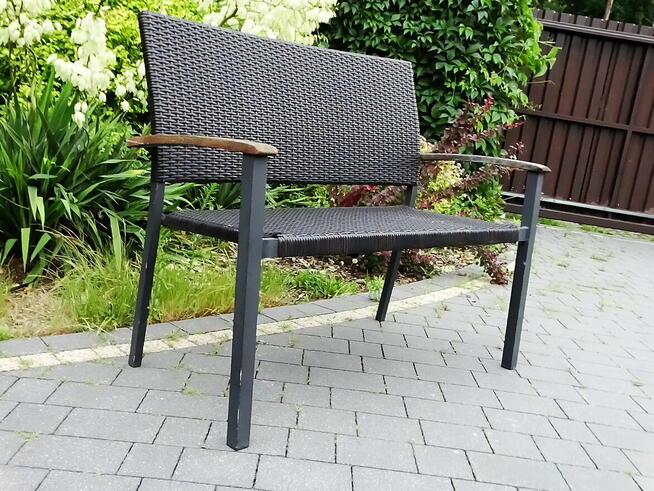 Ławka ogrodowa z technorattanu z oparciem lekka 109×54 cm st