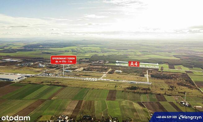 Atrakcyjna 1 ha działka inwestycyjna przy autostradzie A4