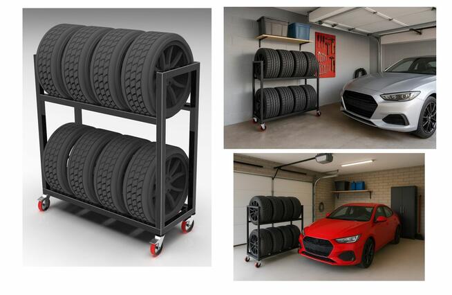 Wózek stojak stelaż na koła opony garaż warsztat
