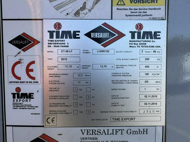 Mercedes Sprinter Zwyżka Podnośnik Koszowy VERSALIFT KLUBB ET-36-LF UDT Wysokość Podnoszenia 14m 100