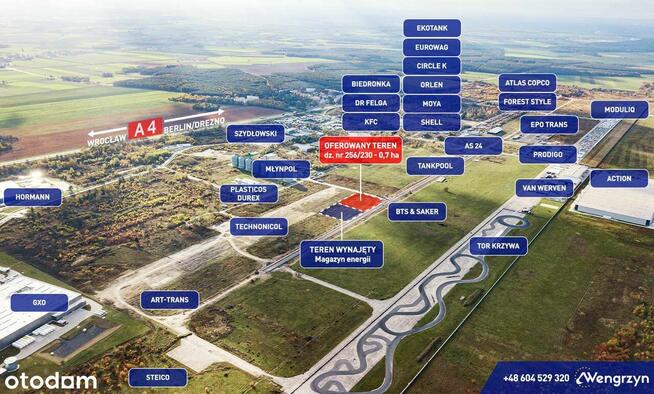 Teren pod stację paliw, stację ładowania pojazdów, przy A4