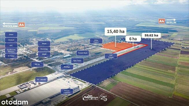 Wybetonowane ogrodzone działki przy A4 od 0,5 ha