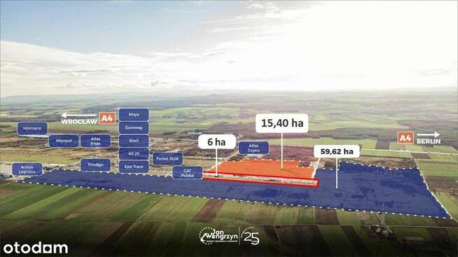 Wybetonowane ogrodzone działki przy A4 od 0,5 ha