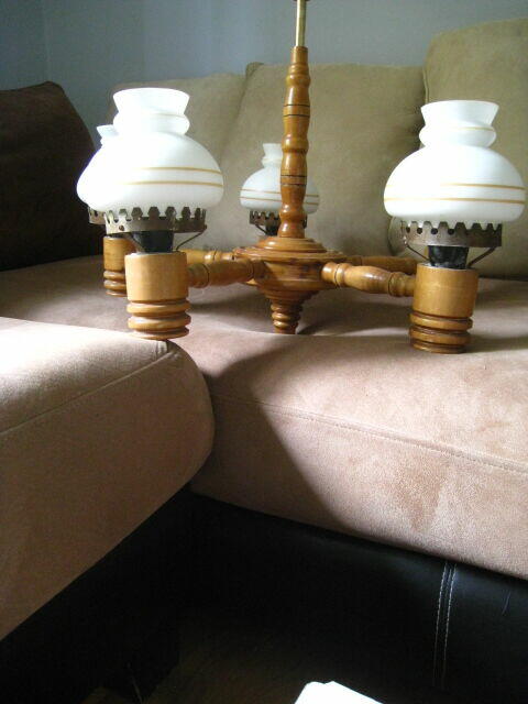 Żyrandol pięcioramienny, drewniany