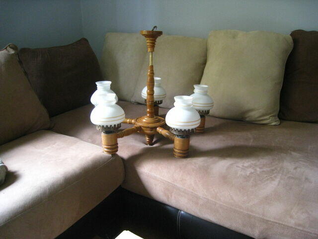 Żyrandol pięcioramienny, drewniany