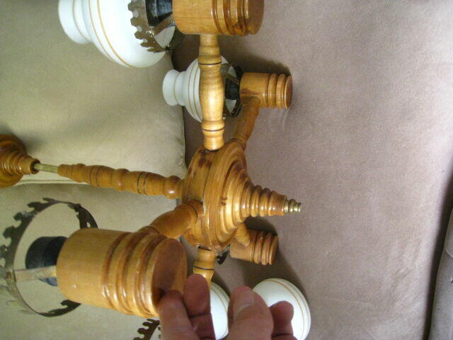 Żyrandol pięcioramienny, drewniany