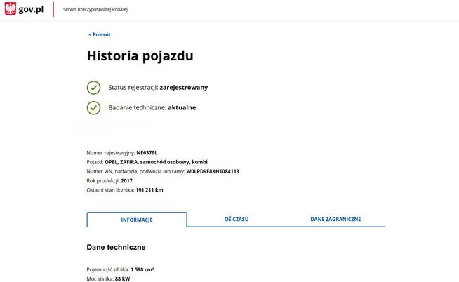 Opel Zafira Zarejestrowany Ubezpieczony