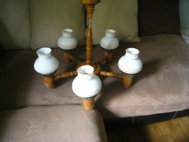 Żyrandol pięcioramienny, drewniany