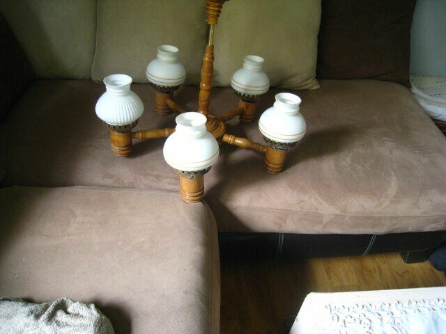 Żyrandol pięcioramienny, drewniany