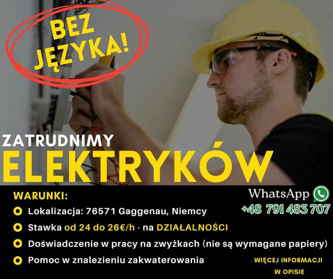 ELEKTRYK/Gaggenau (NIEMCY)/26 EUR/h