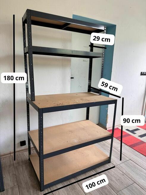 Regał metalowy z blatem roboczym Stół do pakowania schodkowy