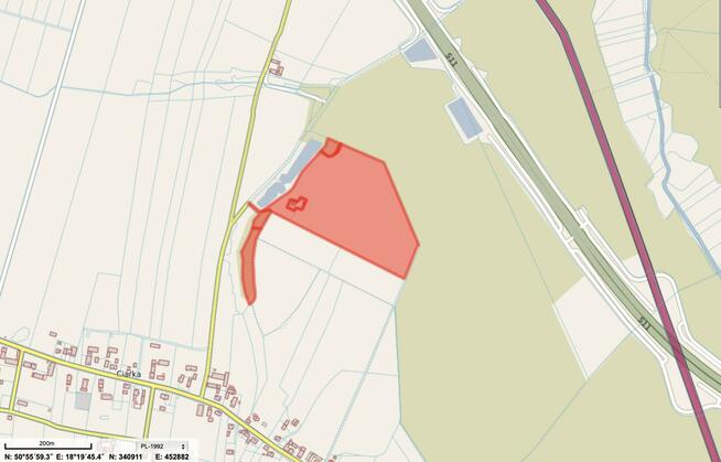 Działka rolna Ciarka gm. Lasowice Wielkie, Bez Nazwy