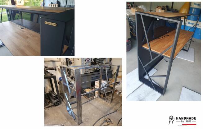 Biurko gamingowe dwa poziomy z blatami wzory boków