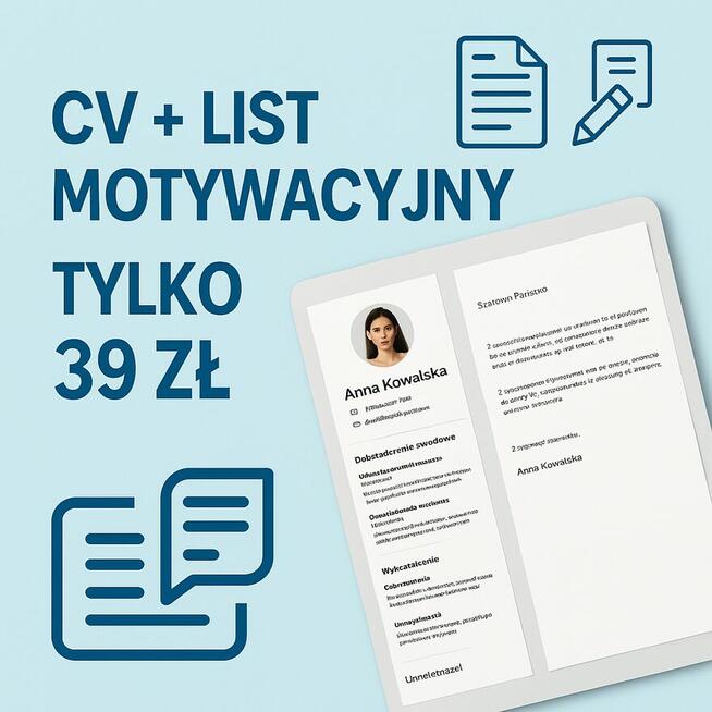 CV i list motywacyjny za 39zł | Gotowe w 24h | Pomoc przy re