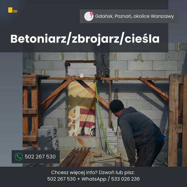 betoniarz-zbrojarz, zbrojarz i cieślia