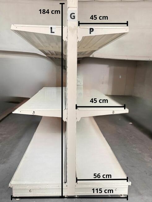 Regały sklepowe na magazyn 32 segmenty typu gondola metalowe