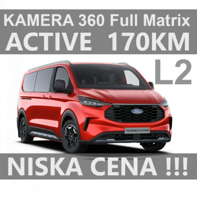 Ford Tourneo Custom L2 Super Cena  Active 170KM Matrix Led Kamera 360 Felgi 19"   3122 zł