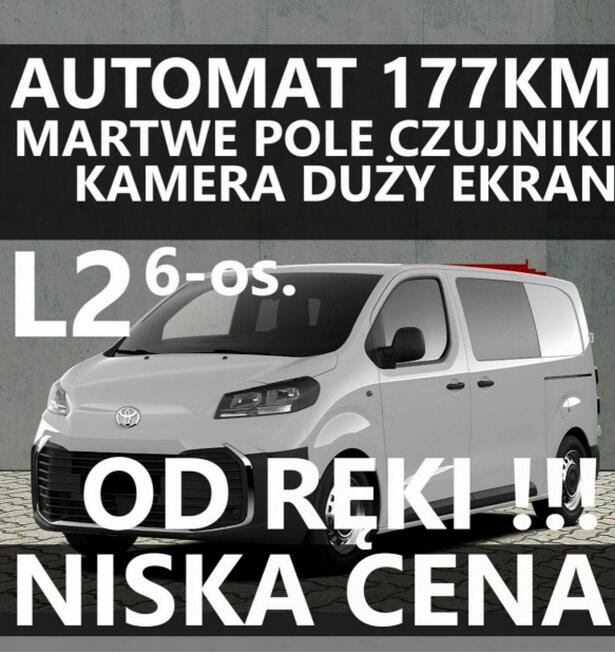 Toyota ProAce 6-os. Brygada 177KM 8A/T Kamera Ekran 10" Czujniki MartwePole  Od ręki