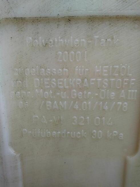 Zbiornik na wodę szambo paliwo od 1000l 2000l 2 tys. l 2 m 3