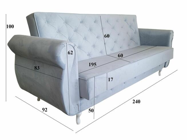 RATY wersalka Chesterfield rozkładana Glamour kanapa łóżko