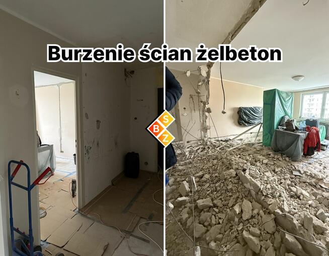 Rozbiórki, Demontaż, Kucie ścian, Skuwanie tynków, Wyburzeni
