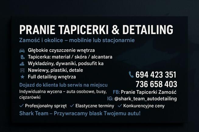 Mobliny Autodetailing Pranie Tapicerki Zamość