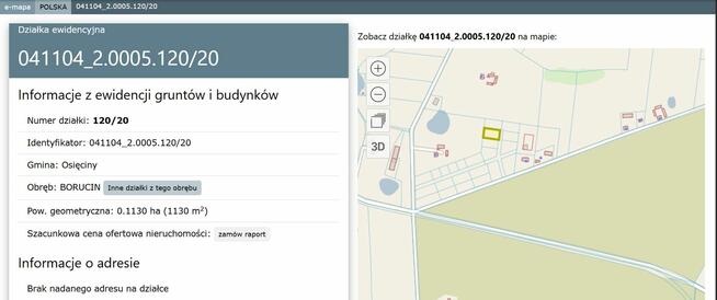 Działka z warunkami zabudowy, Borucin, gm. Osięciny