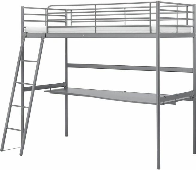Ikea Svarta Rama Łóżka Na Antresoli Z Blatem Srebrny