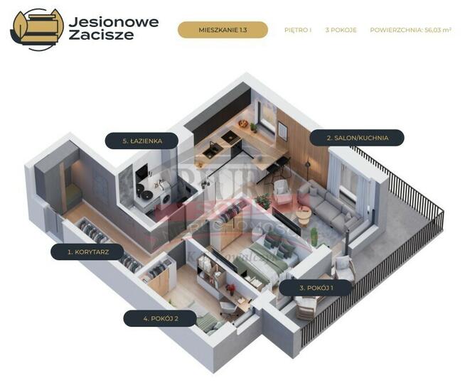 OZIMEK Jesionowe Zacisze - 56 m2 - 3 pokoje