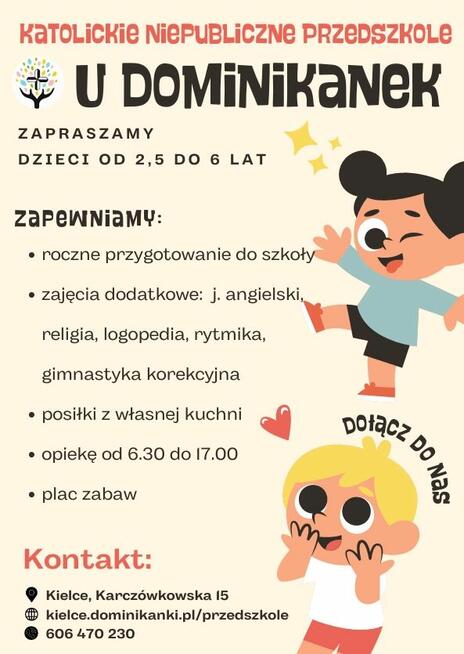 Kielce - zapisy dla dzieci do Przedszkola U Dominikanek