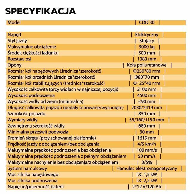 Nowy Wózek paletowy elektryczny z platformą 3 Tx4,5 M