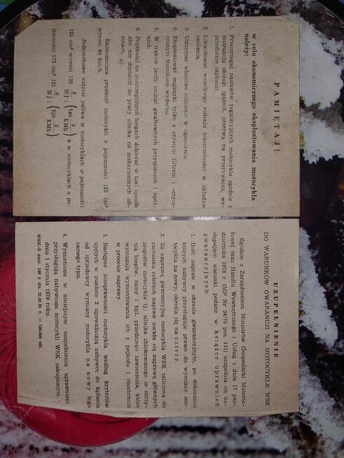 Sprzedam starą instrukcję WSK 125