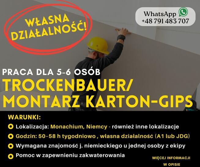 Monter płyt GK/Monachium (NIEMCY)/26 €/h
