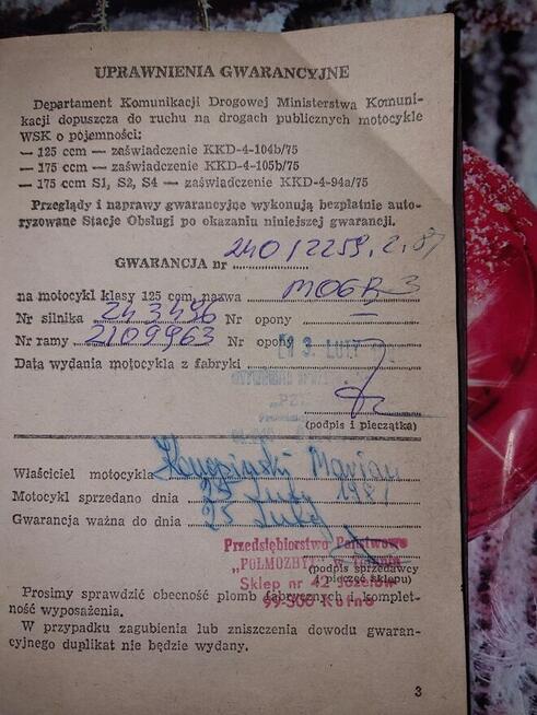 Sprzedam starą instrukcję WSK 125