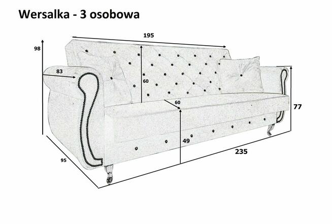 Zestaw Mebli komplet wersalka rozkł fotel podnóżek otwierany
