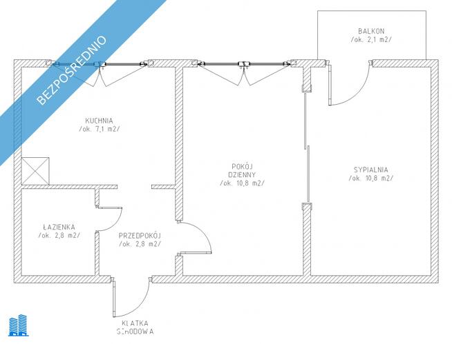 2-pokojowe mieszkanie z balkonem 36,02 m2 Łódź-Górna