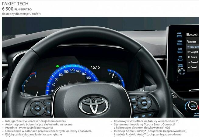 Toyota Corolla Wersja COMFORT z PAKIETEM TECH Fabrycznie Nowe Gwarancja