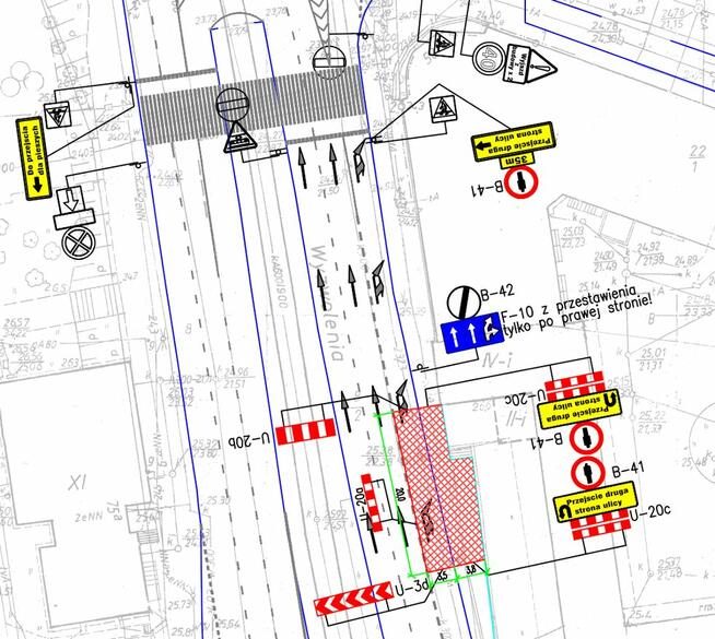 Projekt czasowej, stałej organizacji ruchu. AWARIA
