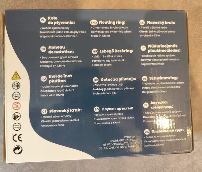 Nowe koło dmuchane do pływania 119 cm