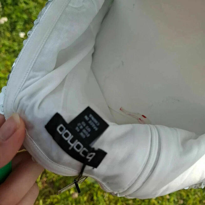 Srebrna cekinowa sukienka Boohoo XL | Bez ramiączek | Nowa,