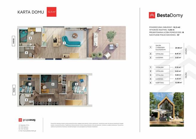 Dom Besta 52,5 m2 zabudowy + pełne piętro - z montażem!