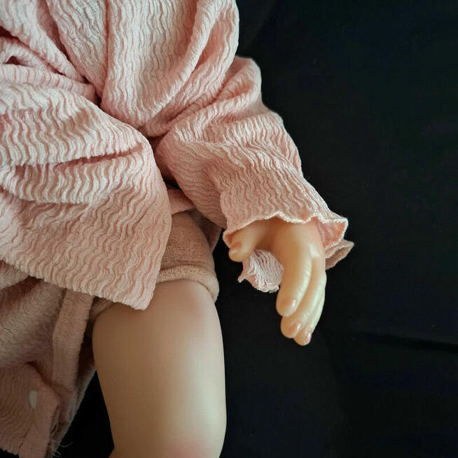 Pudrowy komplet z kokardką + opaska 6-9M nowy!