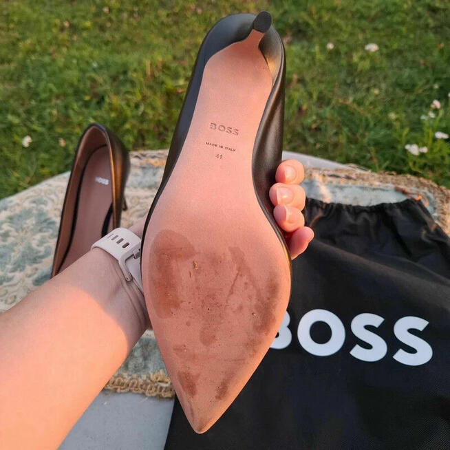 Szpilki BOSS skóra naturalna czarne r. 41 | nowe | klasyka p