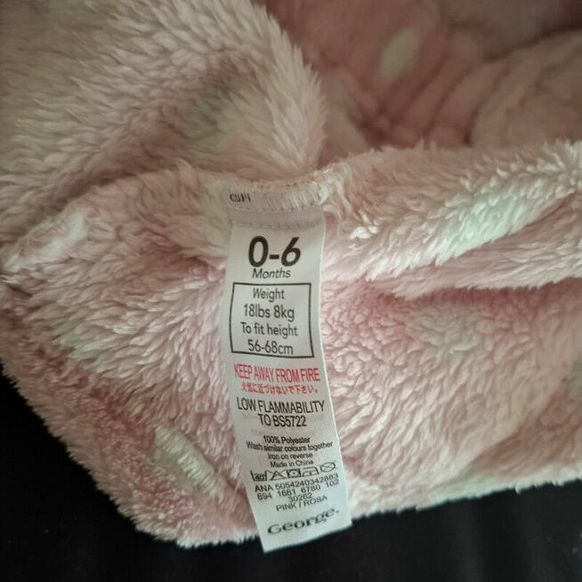 Szlafrok kąpielowy niemowlęcy George 56–62 cm – pudrowy róż,